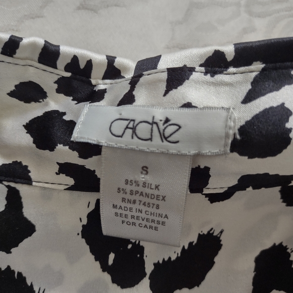 Cache silk lynx animal print collared blouse - Picture 2 of 8